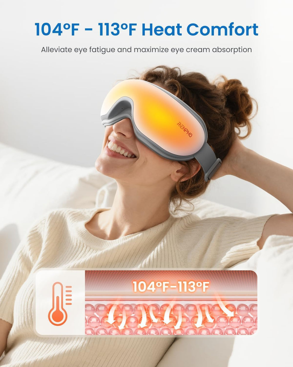 Folded RENPHO eye massager shows compact travel-friendly design.