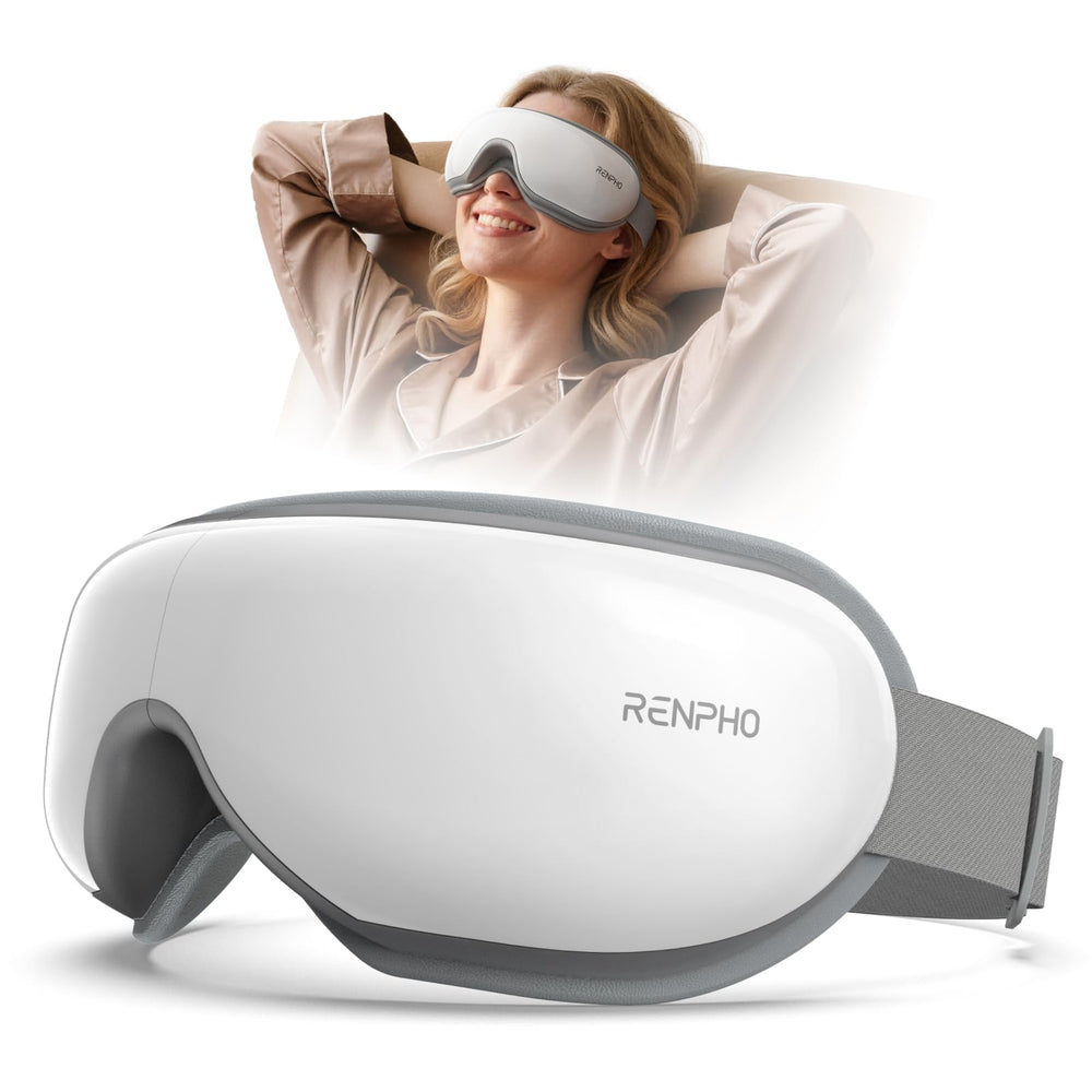 RENPHO Eye Massager with Heat in use for eye relaxation.