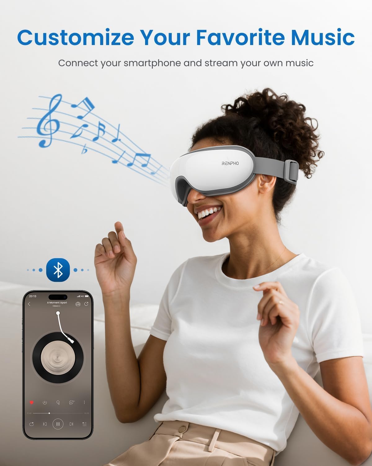 RENPHO eye massager packed with travel case for on-the-go relief.