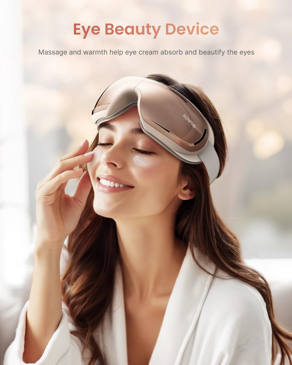RENPHO Eyeris 3 Rosé adjustable headband fits a wide range