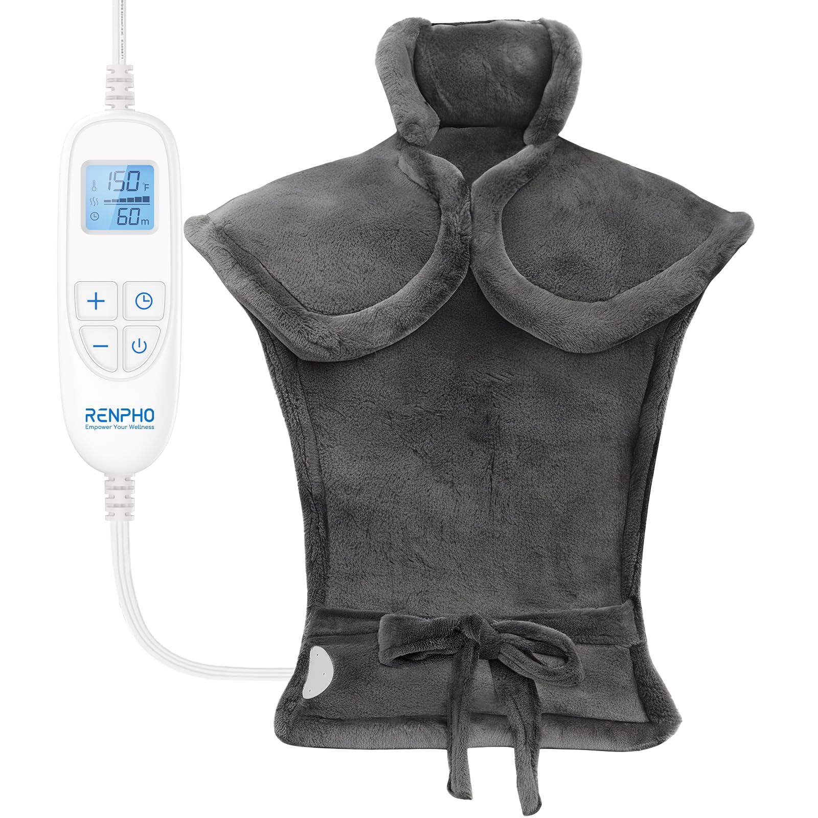 RENPHO 24x33 heating pad provides full back coverage for thorough warmth and relaxation.