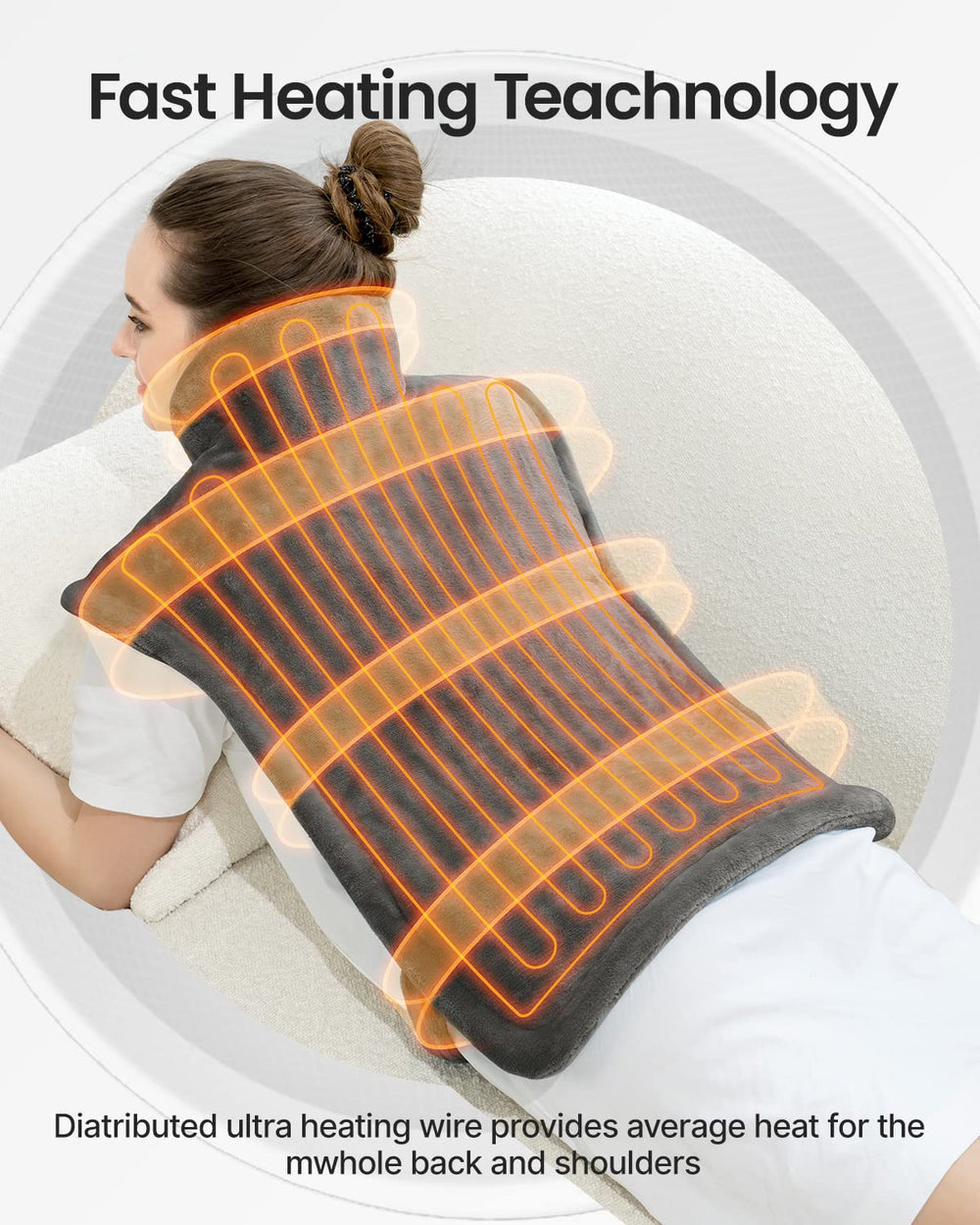 RENPHO machine-washable heating pad with removable controller for easy cleaning.