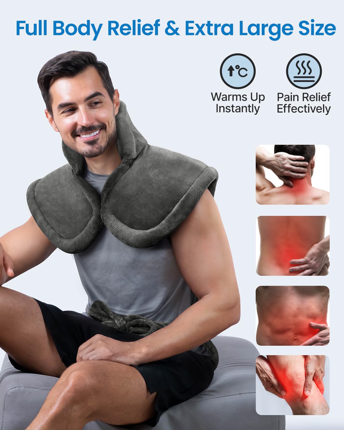 RENPHO neck and shoulders coverage for targeted warm relief.