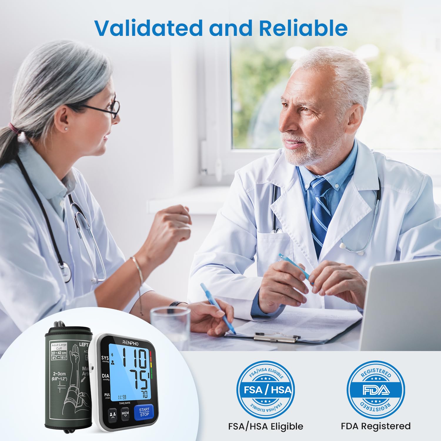 RENPHO cuff extended on large arms for accurate at-home readings