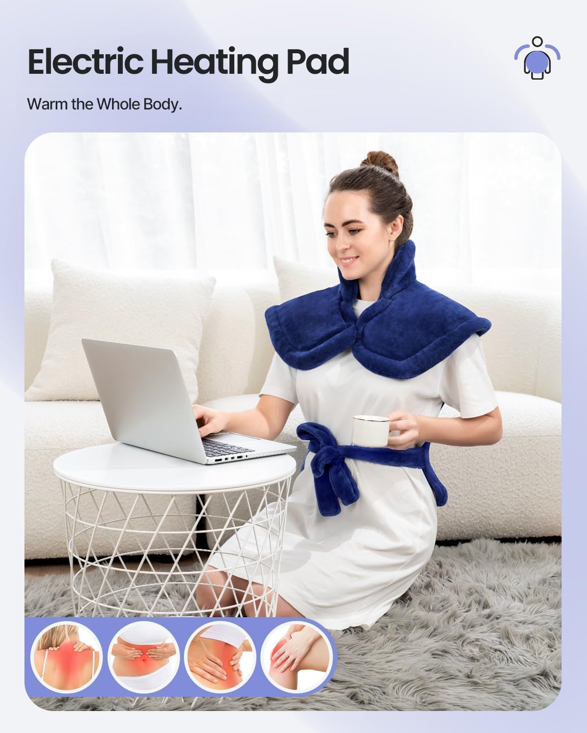 Close-up of RENPHO soft flannel cover delivering plush comfort during heat therapy
