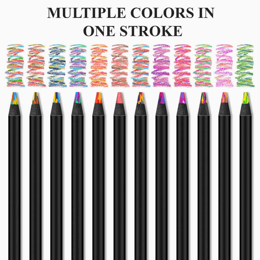 Rentuwa Rainbow Pencils closeup core detail 0-2inch reveals bold line potential.