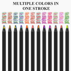 Rentuwa Rainbow Pencils closeup core detail 0-2inch reveals bold line potential.