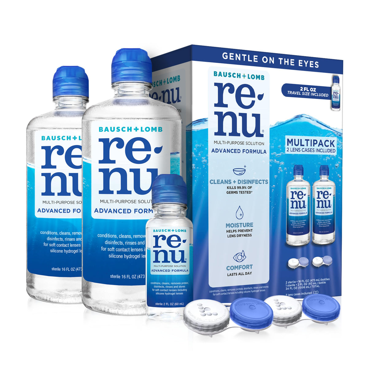 Renu Advanced Formula bottle pour for easy daily lens cleaning and care