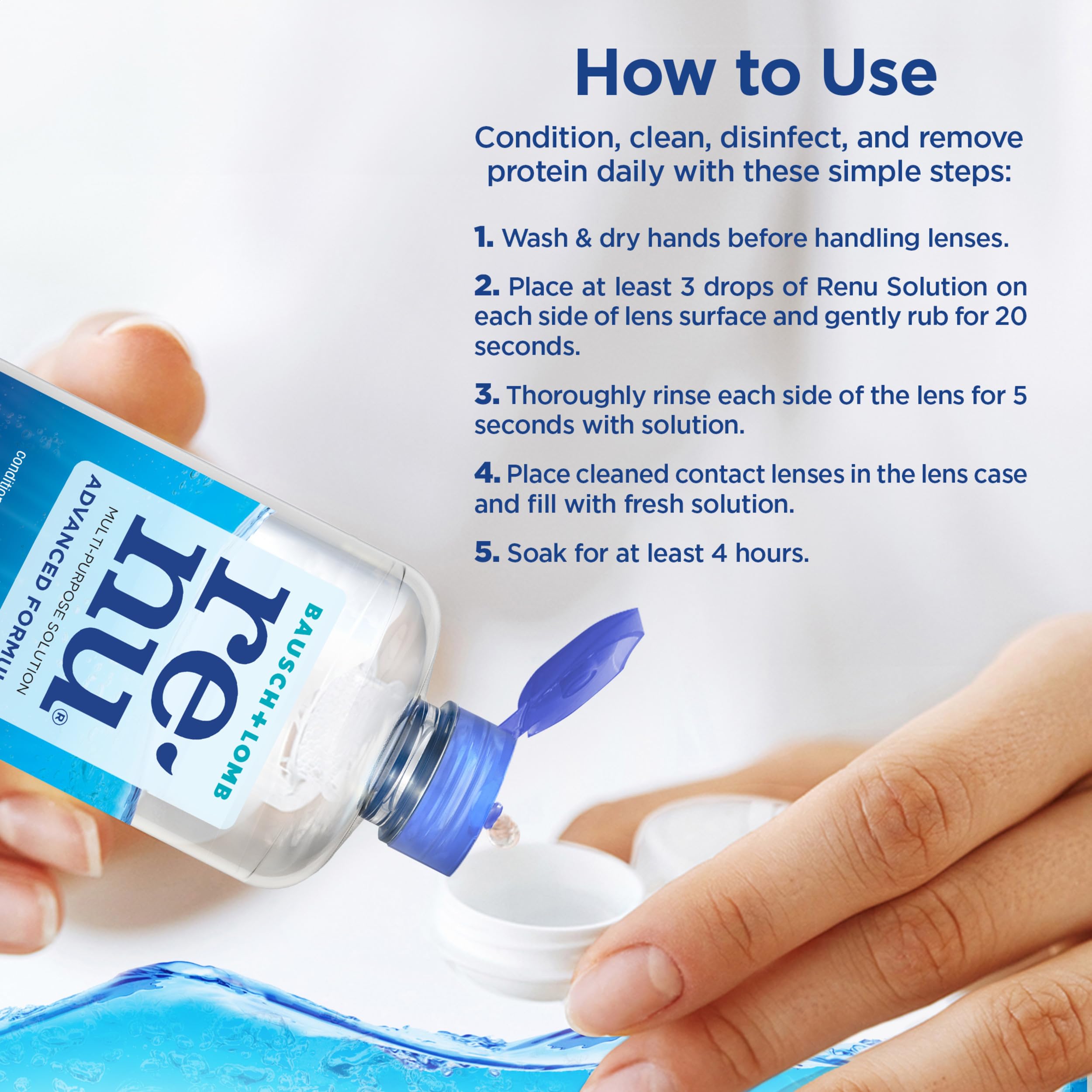Renu packaging shows two 16oz bottles for a long-term supply