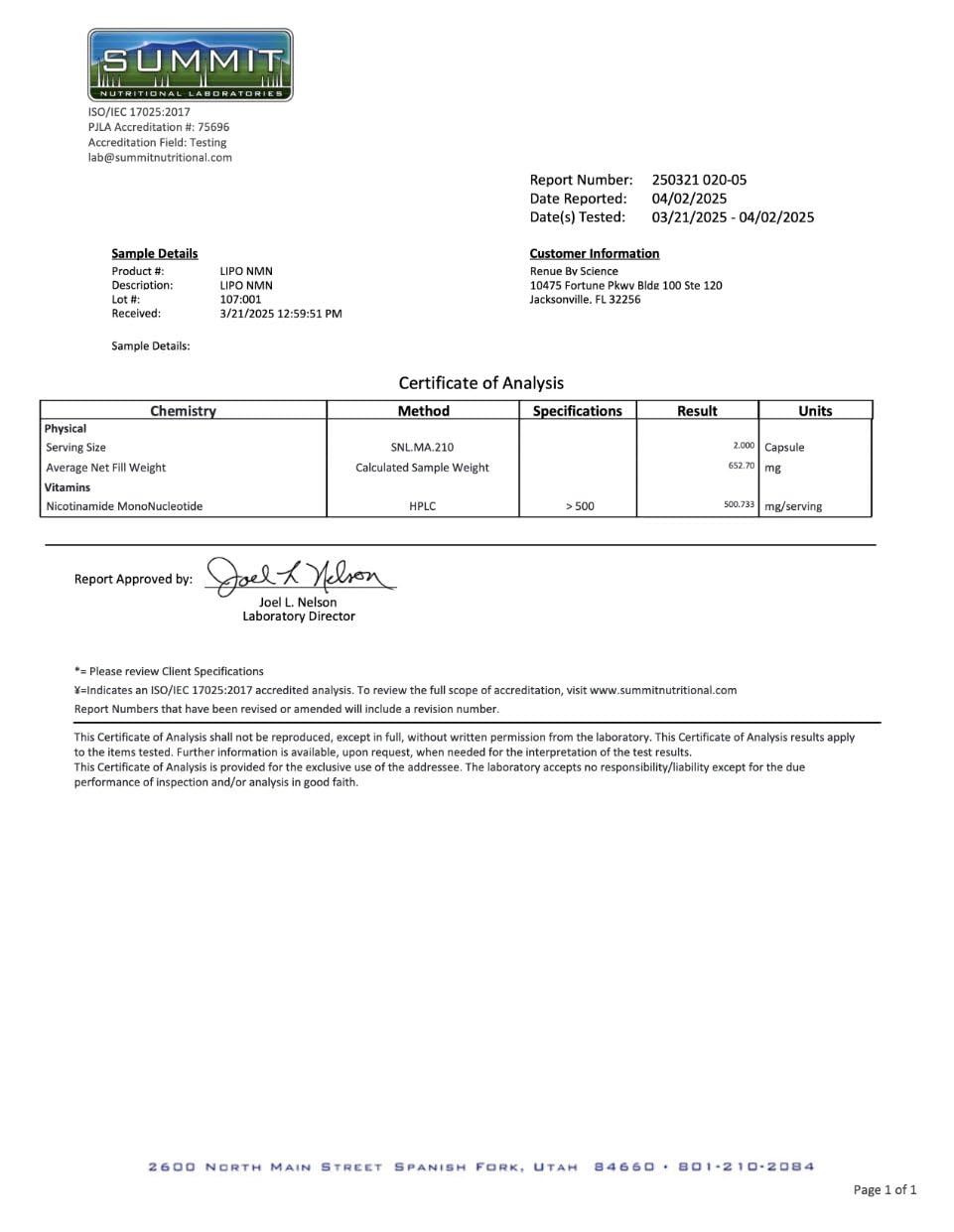 Renue By Science Lipo NMN label detail showing GMP and USA manufacturing cues