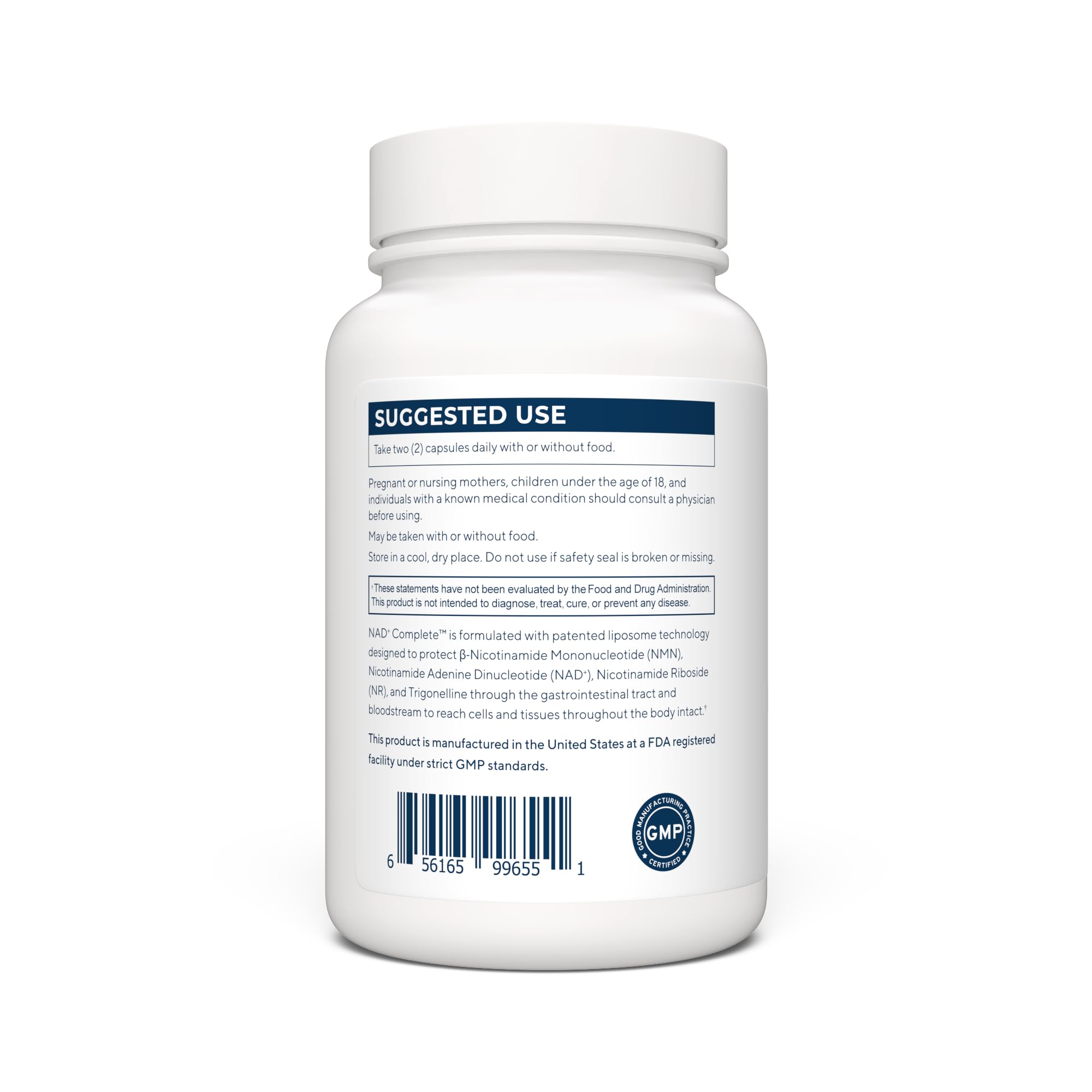 Renue By Science NAD+ Complete capsules pour demonstrates convenient daily supplementation.