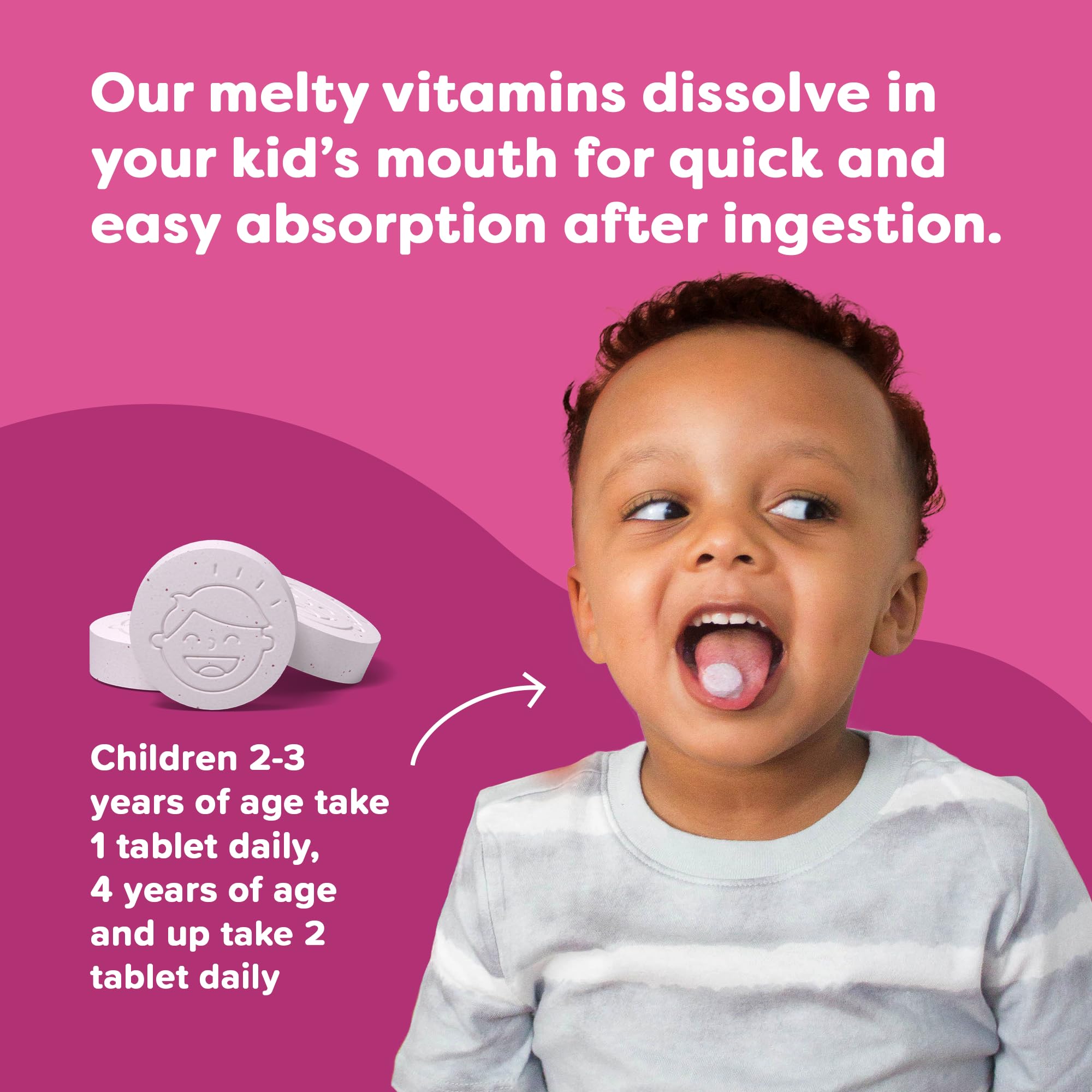 Renzo's Captain Calm dosing guidance graphic, age-based suggested tablets.