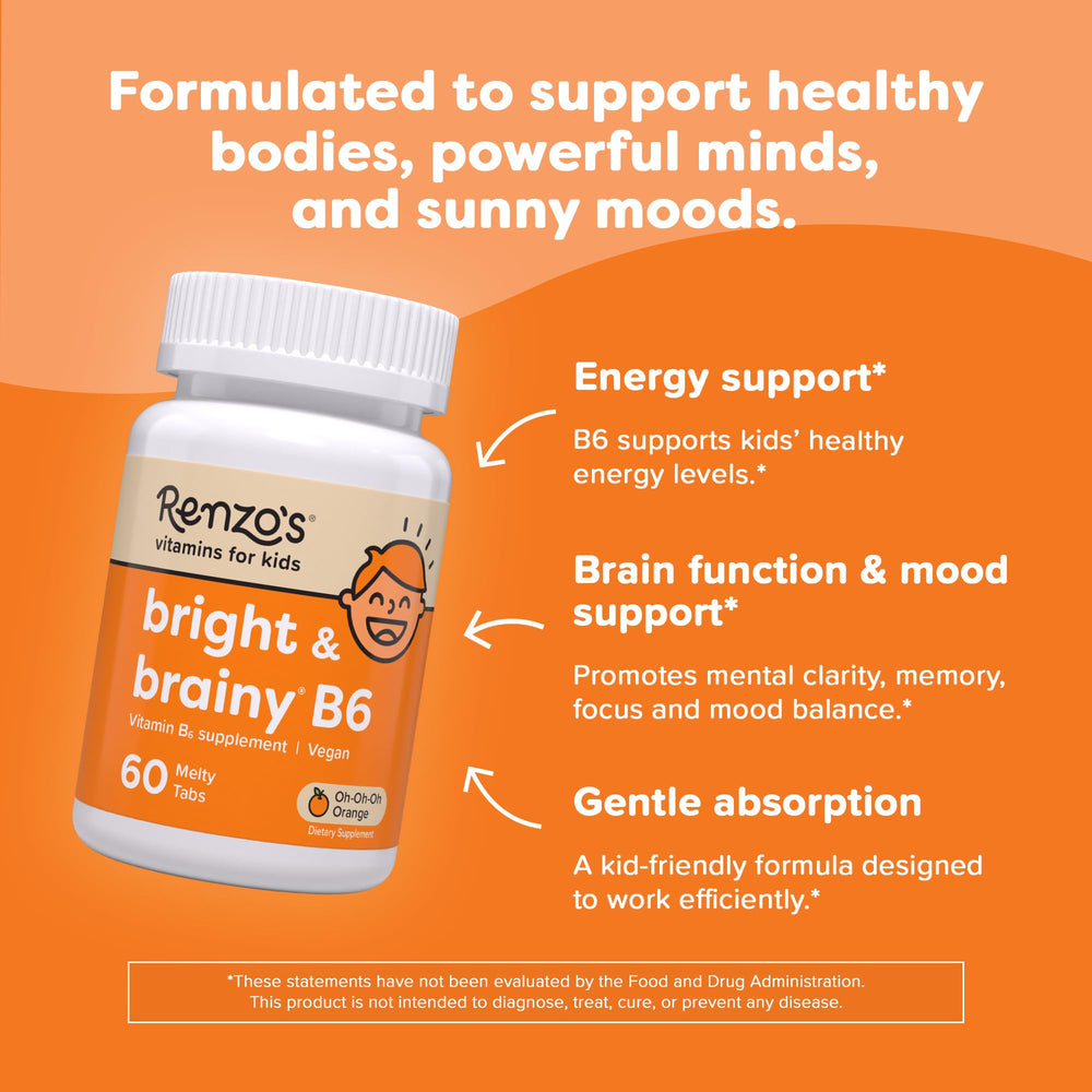 Orange-flavored vitamin B6 tablets closeup, highlighting appealing taste for daily use.