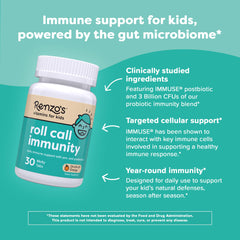 Renzo's Roll Call Immunity kid holding the melty tab for a daily dose