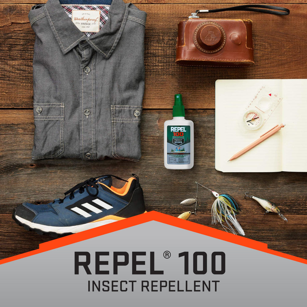 Repel 100 six-pack packaging suitable for group outdoor trips.
