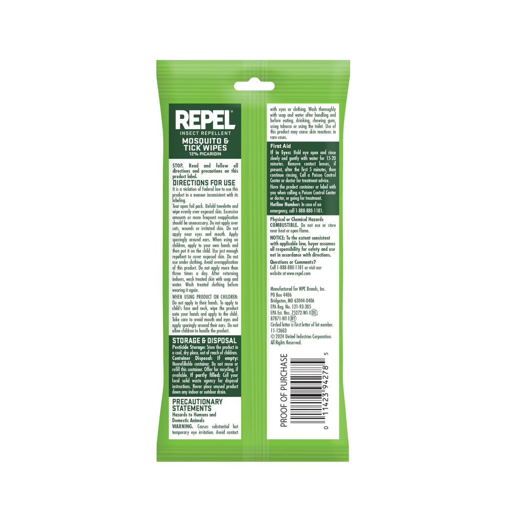 15-wipe package from Repel ideal for sharing on family trips
