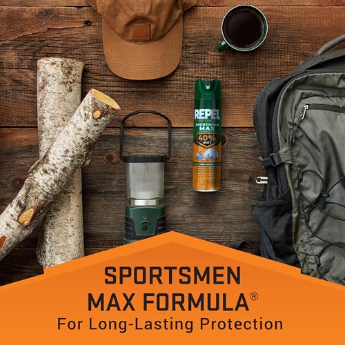 Repel Sportsmen Max 40% DEET label close-up showing DEET content.