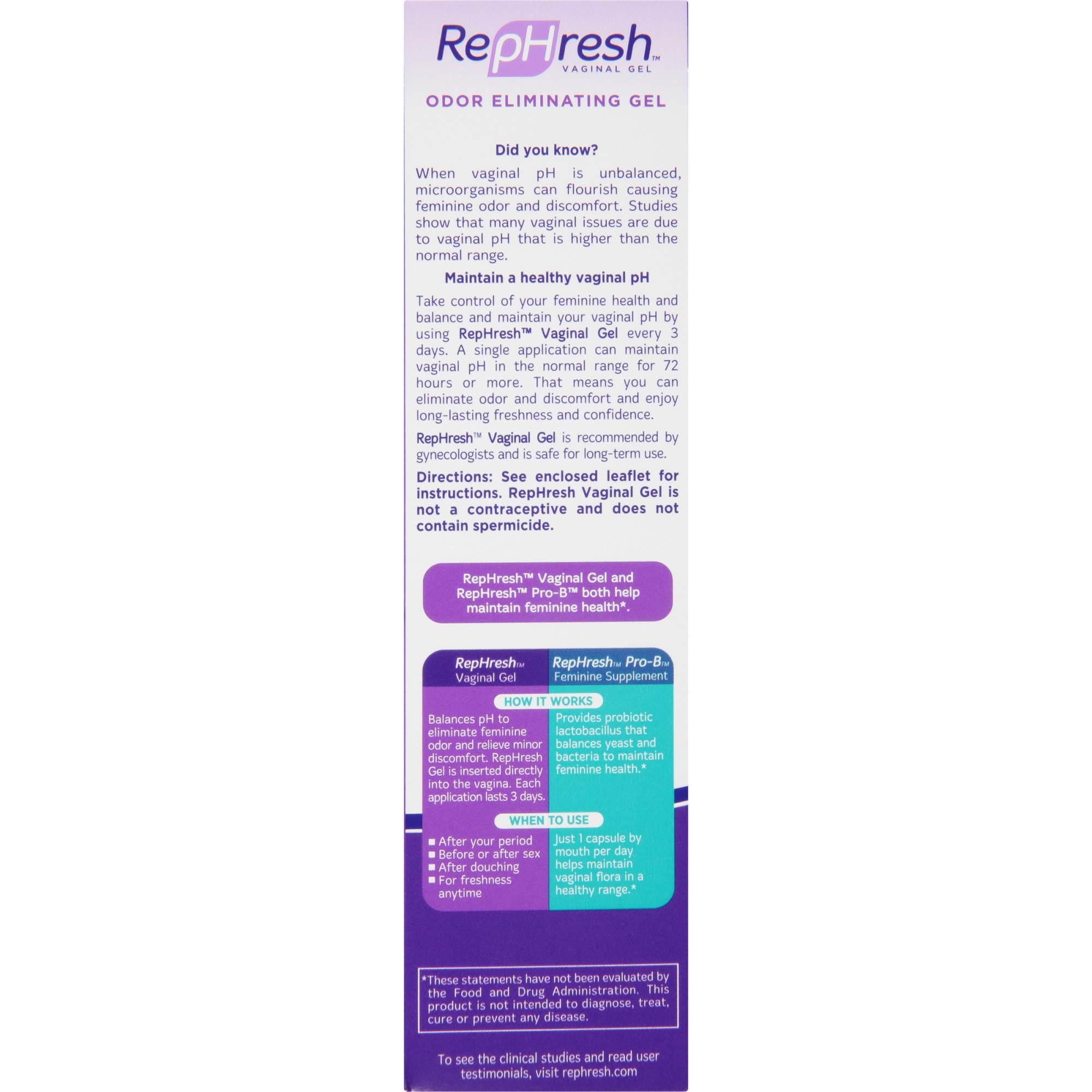RepHresh estrogen-free formula supports comfortable freshness after period or sex.