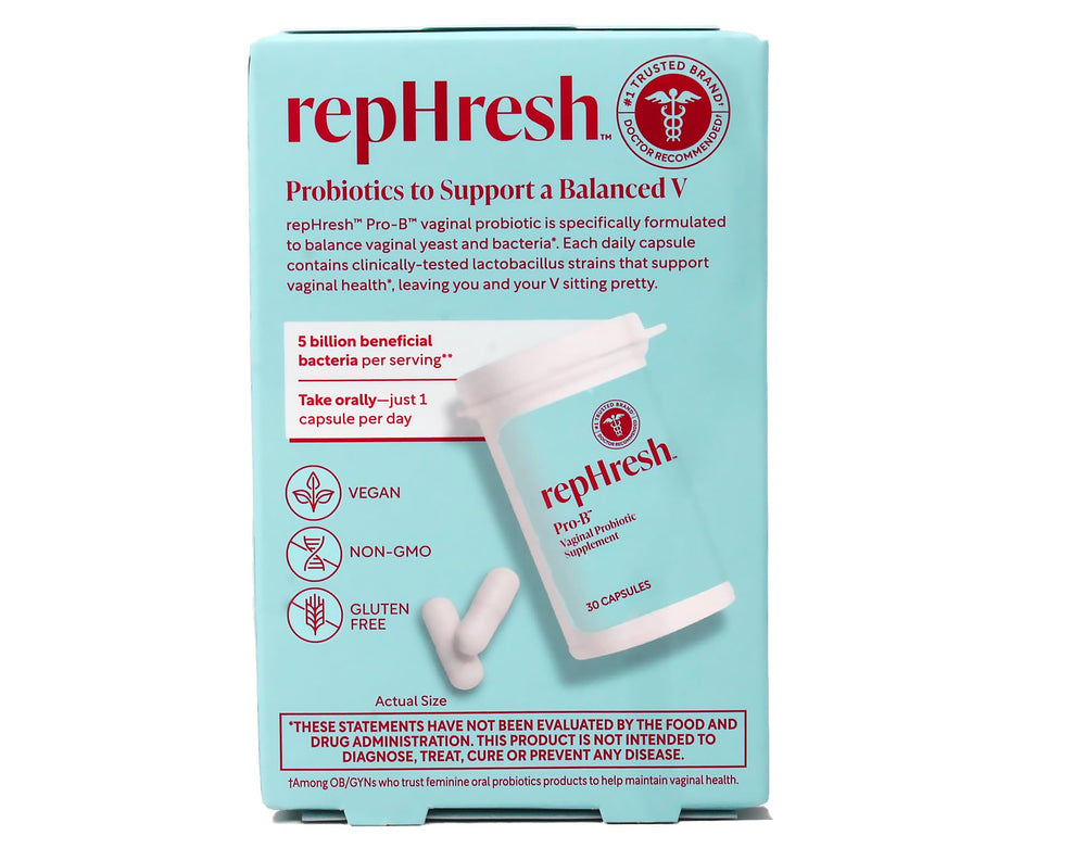 RepHresh Pro-B capsules close-up showing easy-to-take daily capsules.