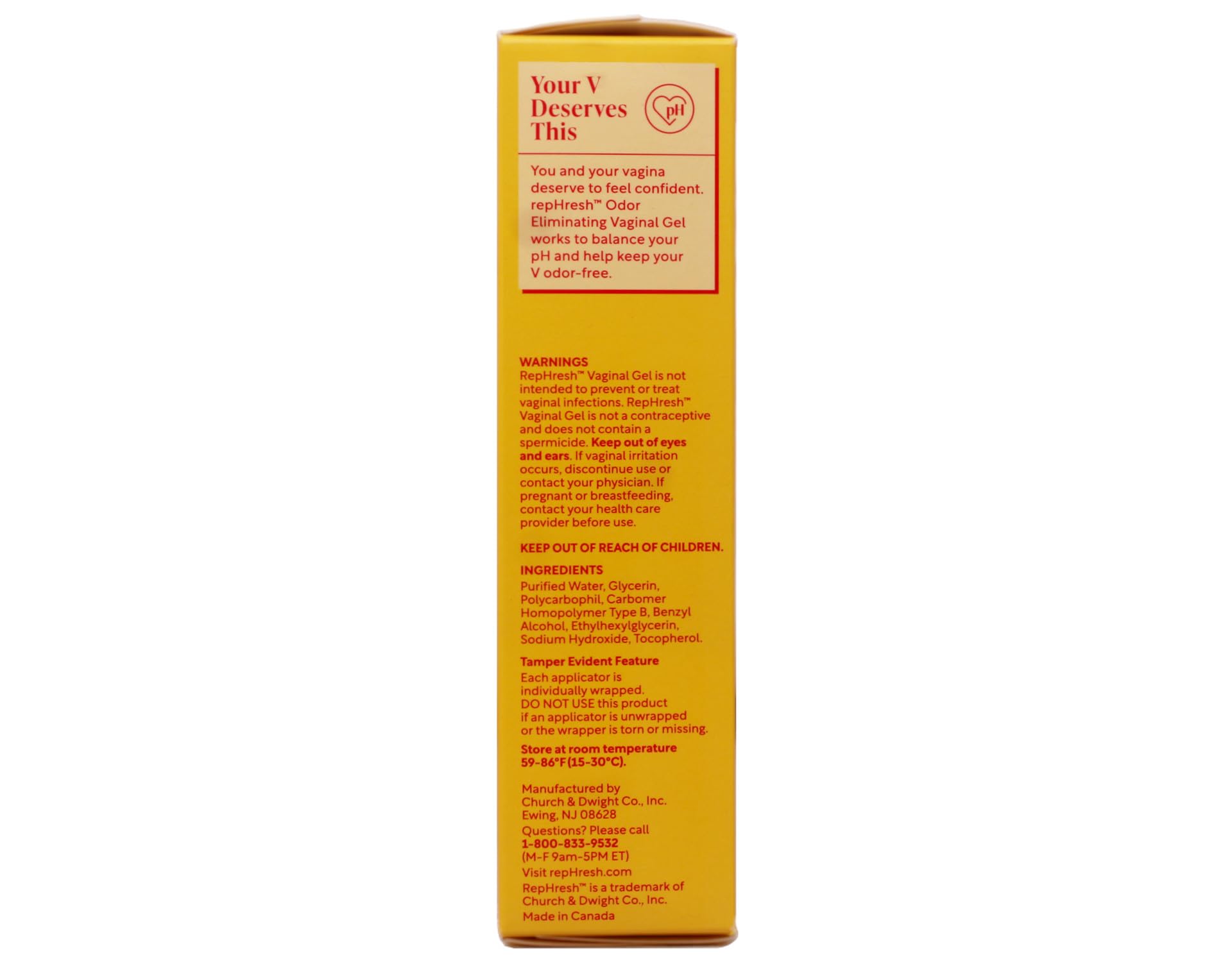 RepHresh Vaginal Gel no estrogen formula indicating hormone-free option