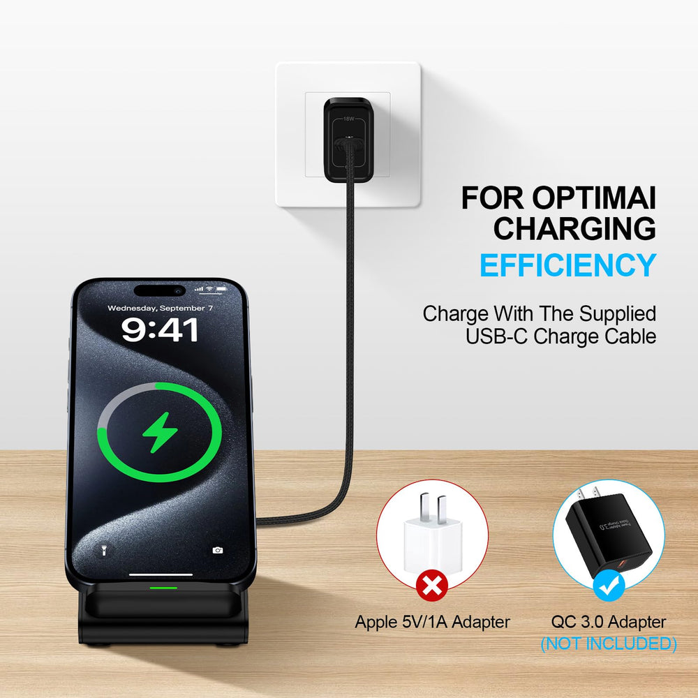 Repind stand supports vertical or horizontal charging for versatile desk use.
