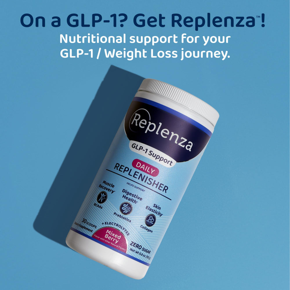 Replenza Daily Replenisher dissolved in water with smooth texture for easy mixing.