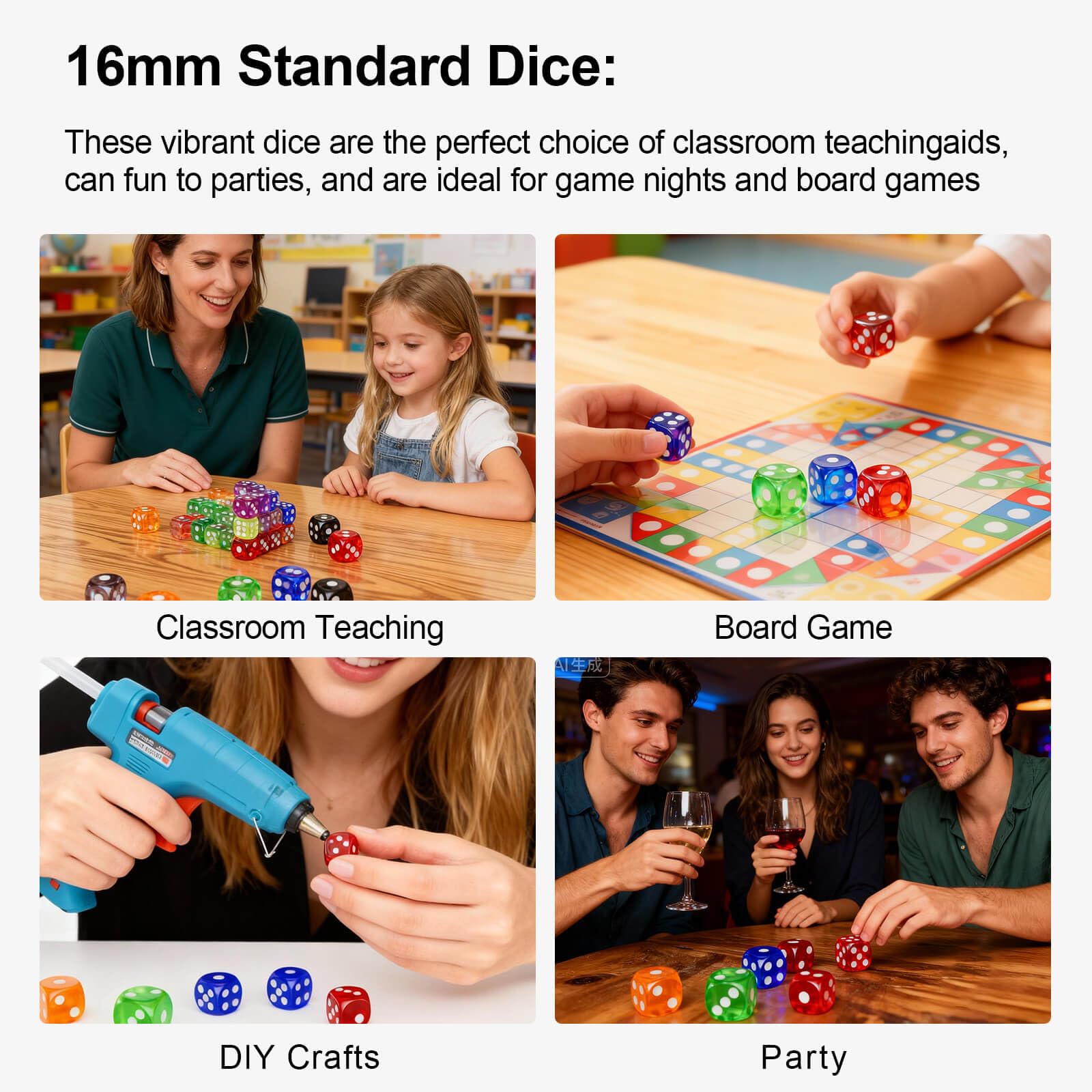 Rerdeim dice colors arranged in 10 colors for versatile teaching and party games.