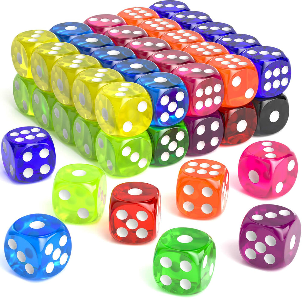 Rerdeim 60-piece dice set in bright colors for classroom activities and game nights.