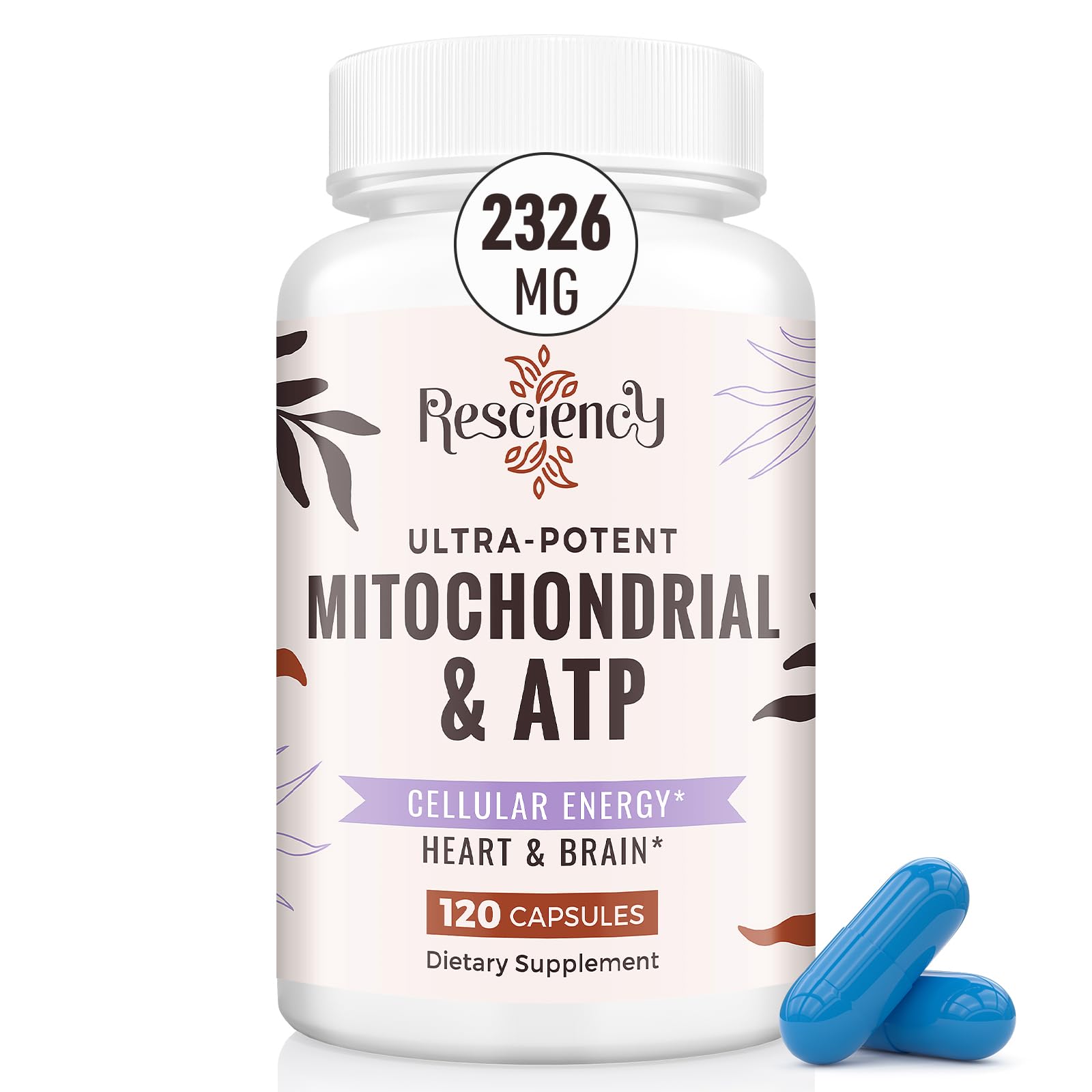 Resciency 2326mg bottle front for sustained energy during activity