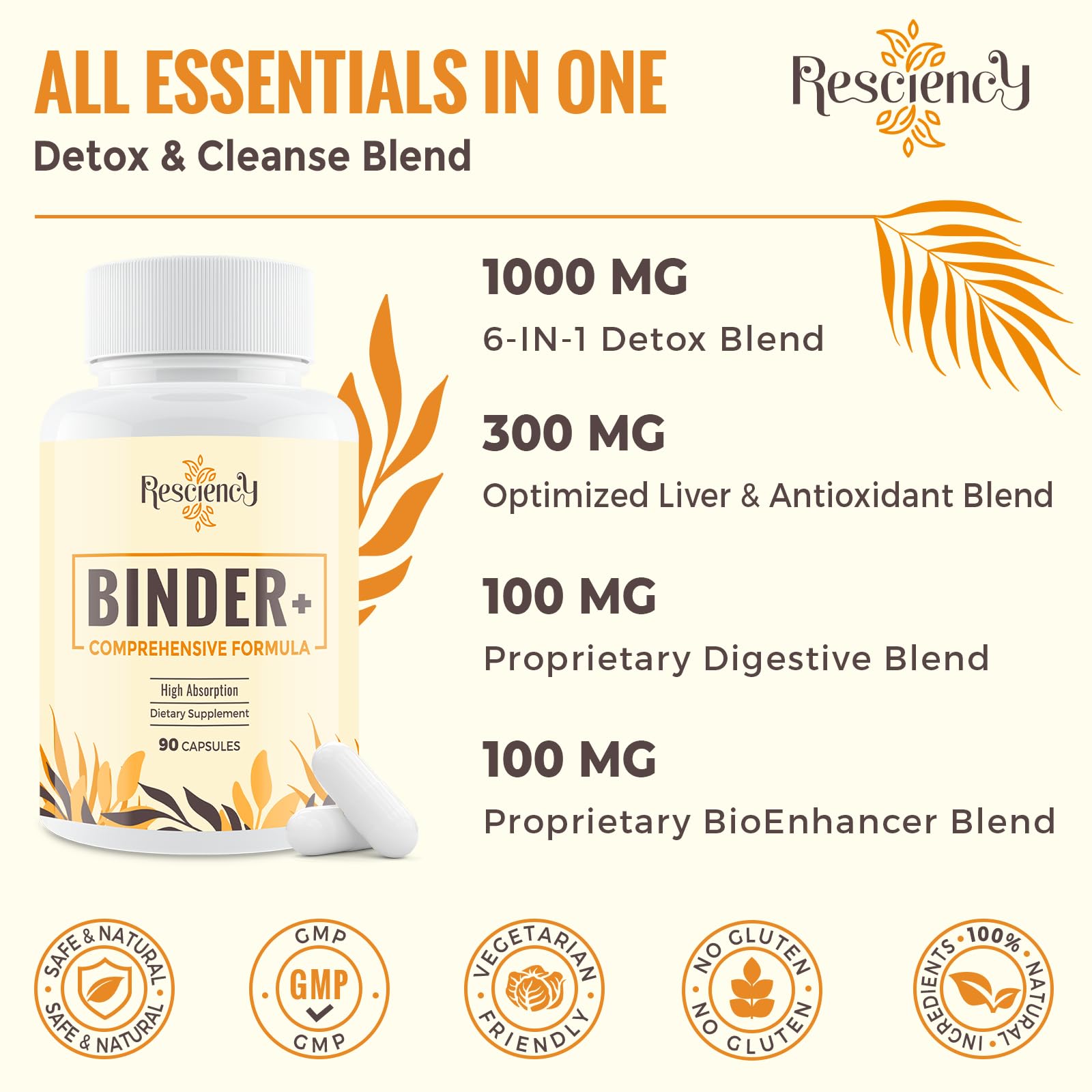 Resciency capsule pack silhouette showing vegan capsules