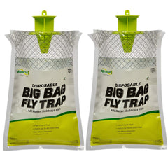 RESCUE! Big Bag Fly Trap outdoors attracts flies with bait for quick control.