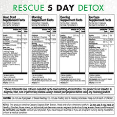 Rescue Detox 72ct capsules close-up highlighting convenient daily capsules for easy use.