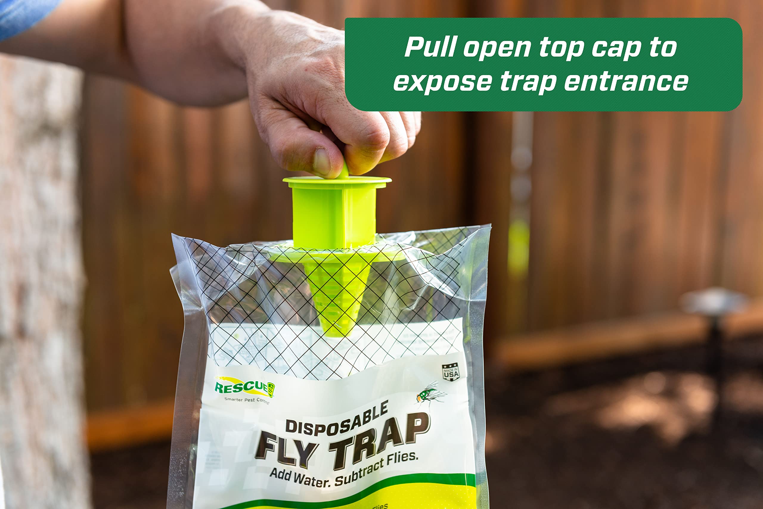 RESCUE! Fly trap activation and outdoor hanging setup for fast control
