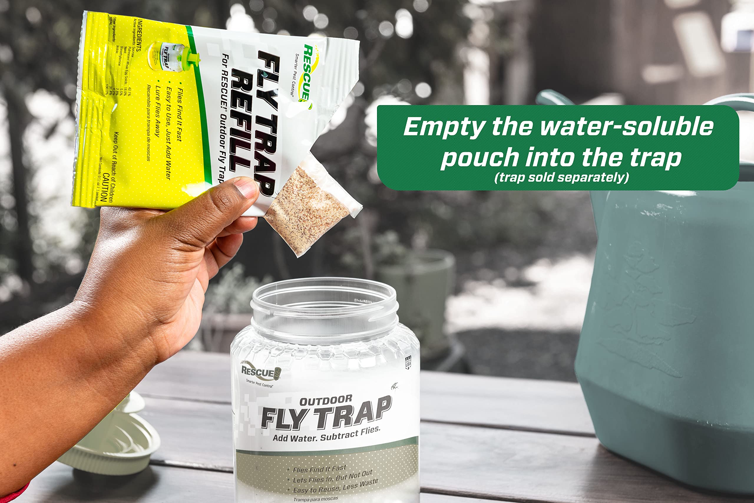 Outdoor trap setup showing simple placement near fly sources