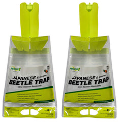 RESCUE! Japanese Beetle Trap assembled with reusable bag for season-long control.