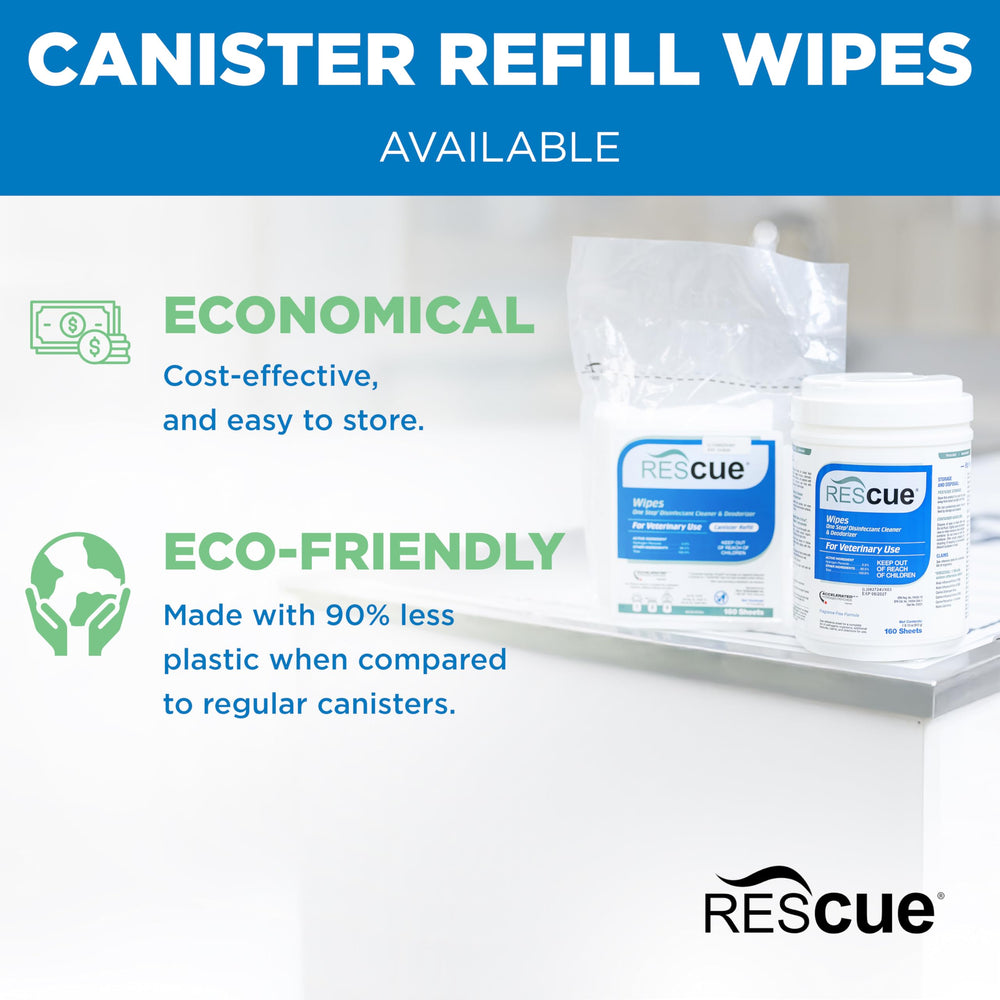 REScue wipes for countertops; versatile cleaning across clinic and home.