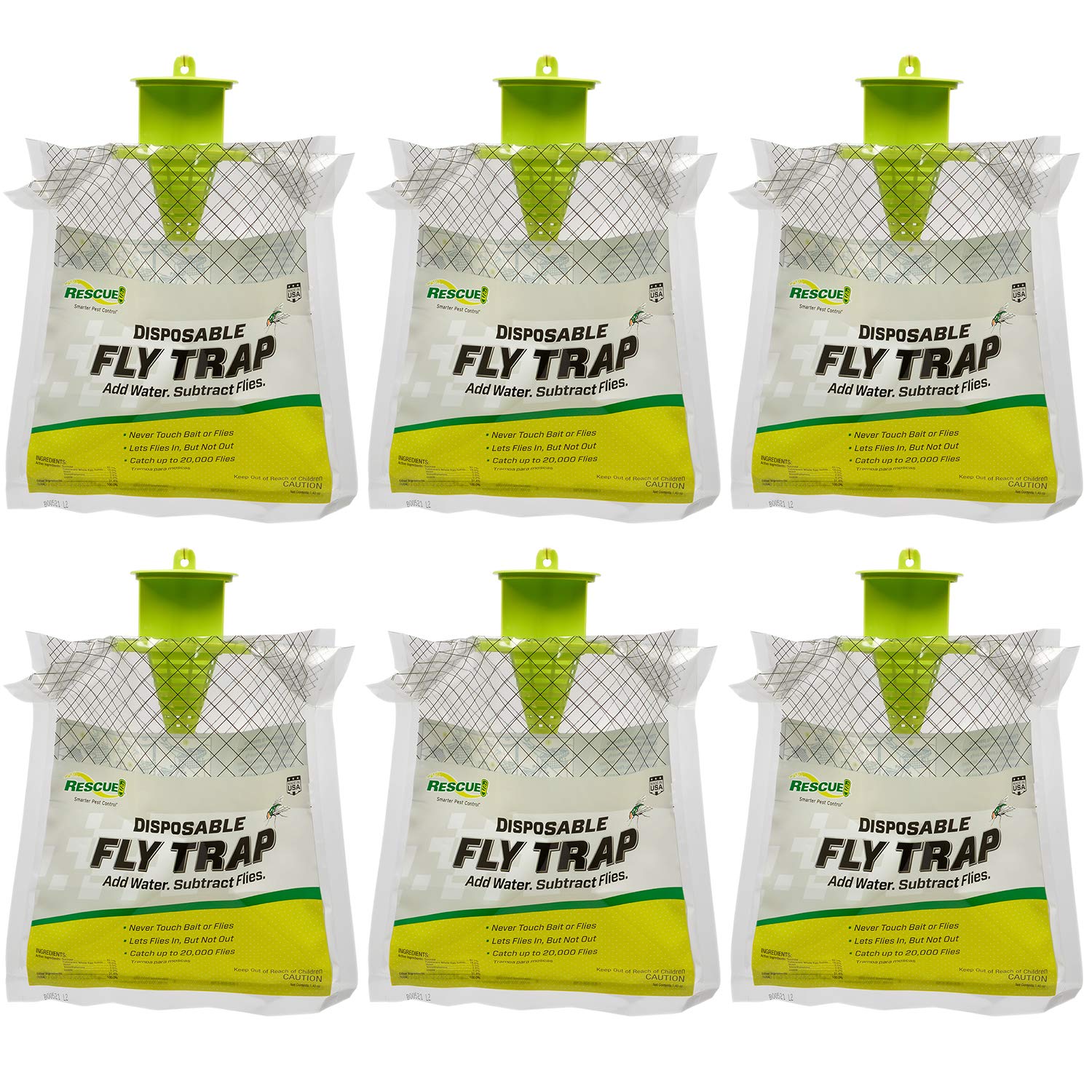 RESCUE! Outdoor hanging fly trap six-pack ready for outdoor fly control