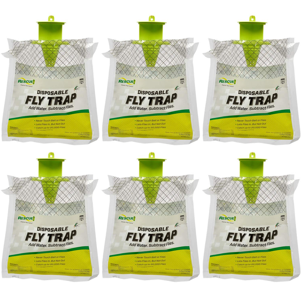 RESCUE! Outdoor hanging fly trap six-pack ready for outdoor fly control