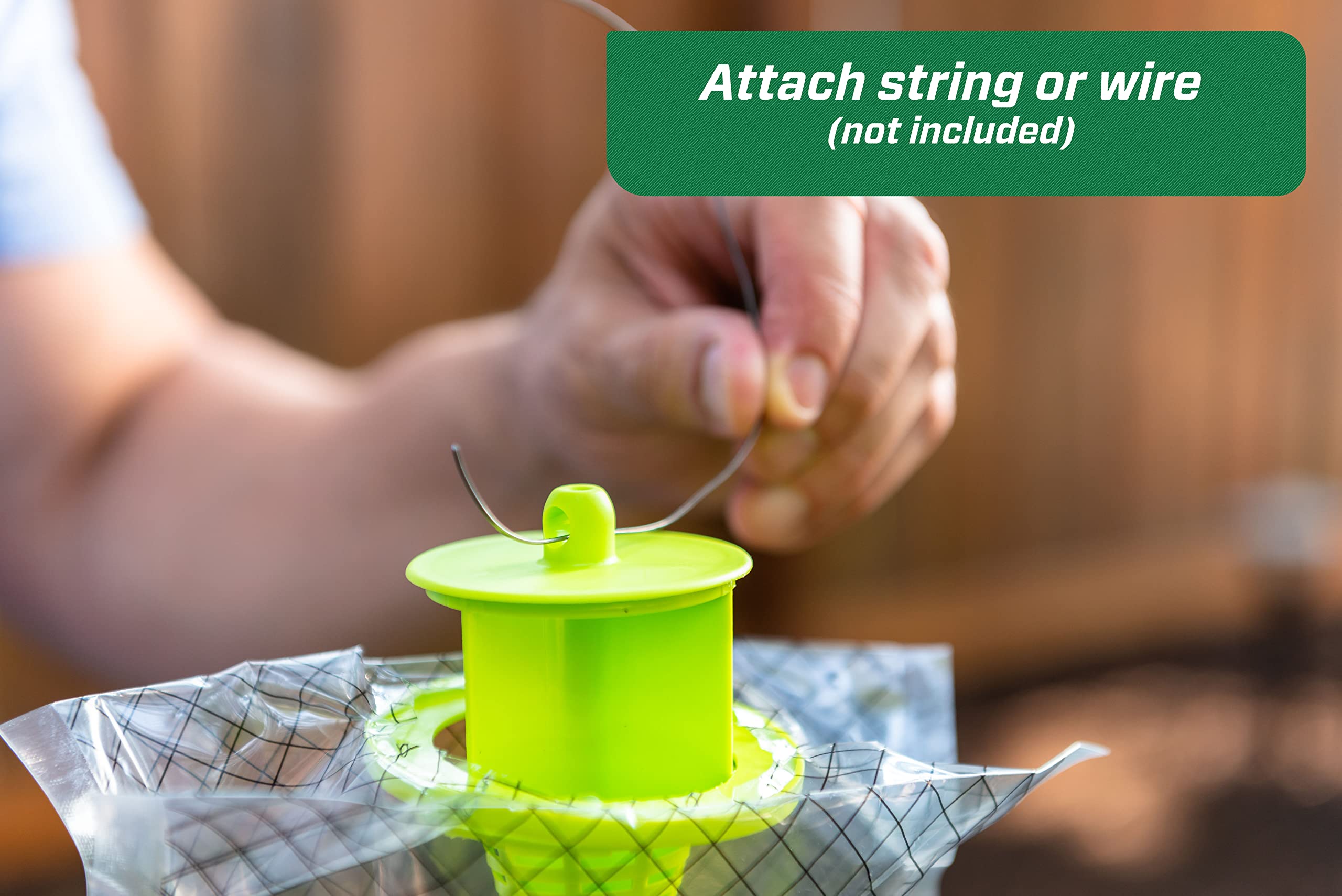 RESCUE! outdoor fly trap emits odor after activation for fly attraction.