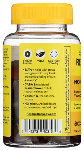 RESCUE Plus Mood Gummies vegan and gluten-free credentials indicate dietary compatibility.