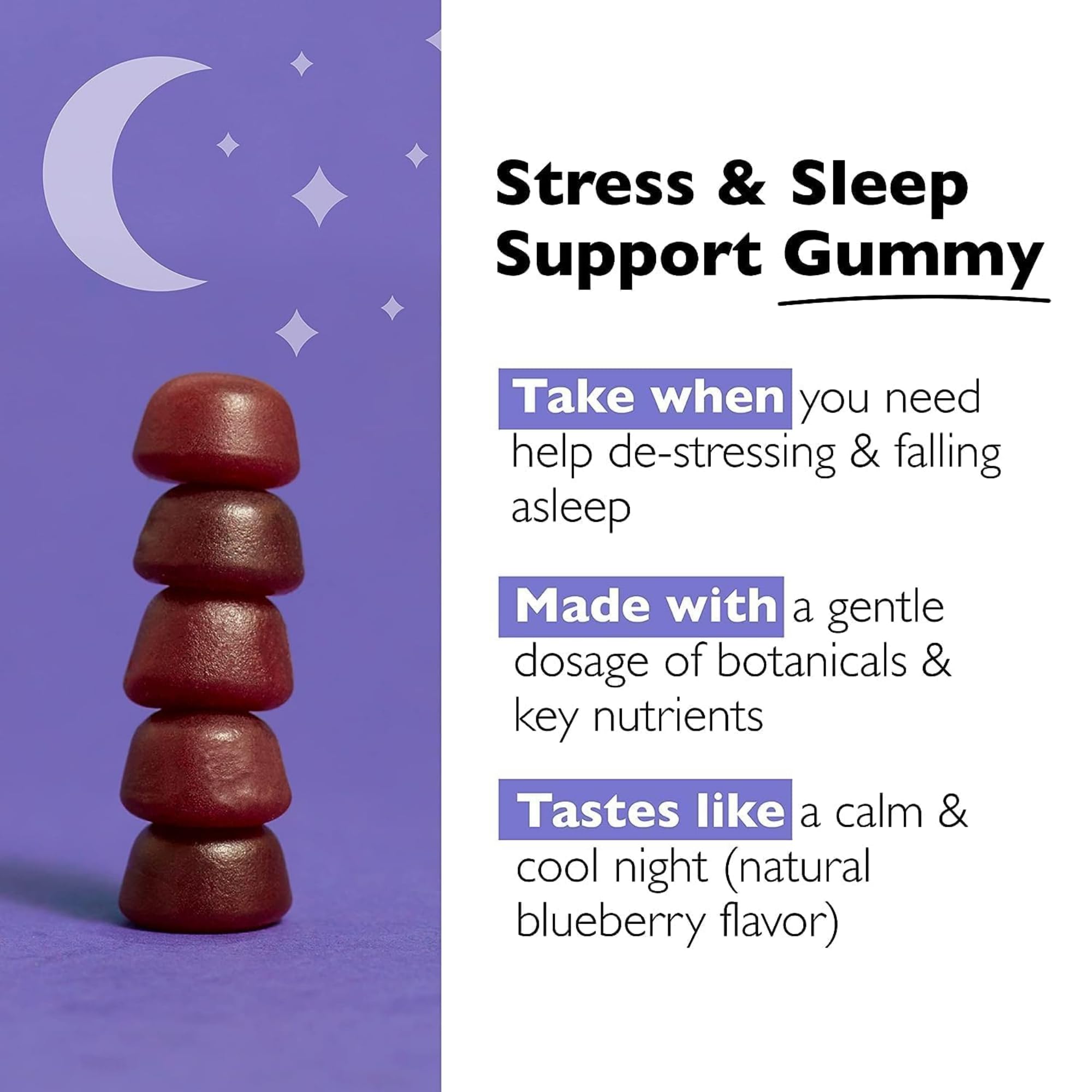 RESCUE PLUS gummies highlighting melatonin ingredient for restful evenings