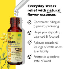 RESCUE Remedy drops on tongue for gentle relief.