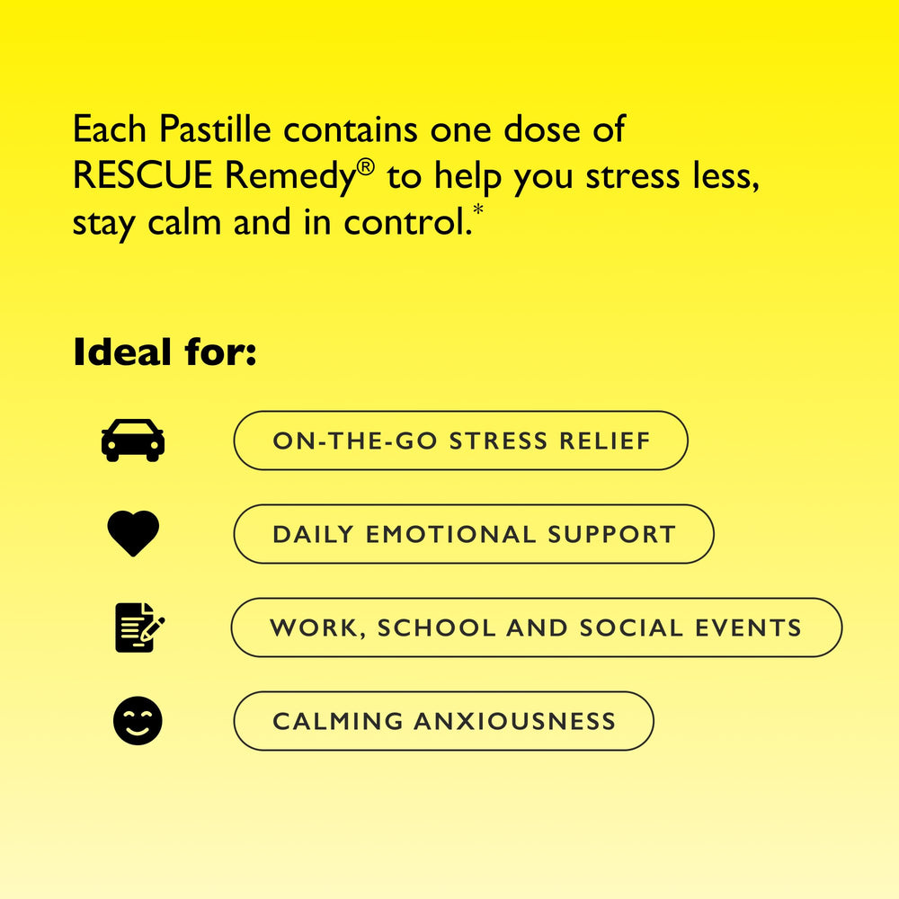 RESCUE Remedy flower blend bottles illustrate original plant-based calm.