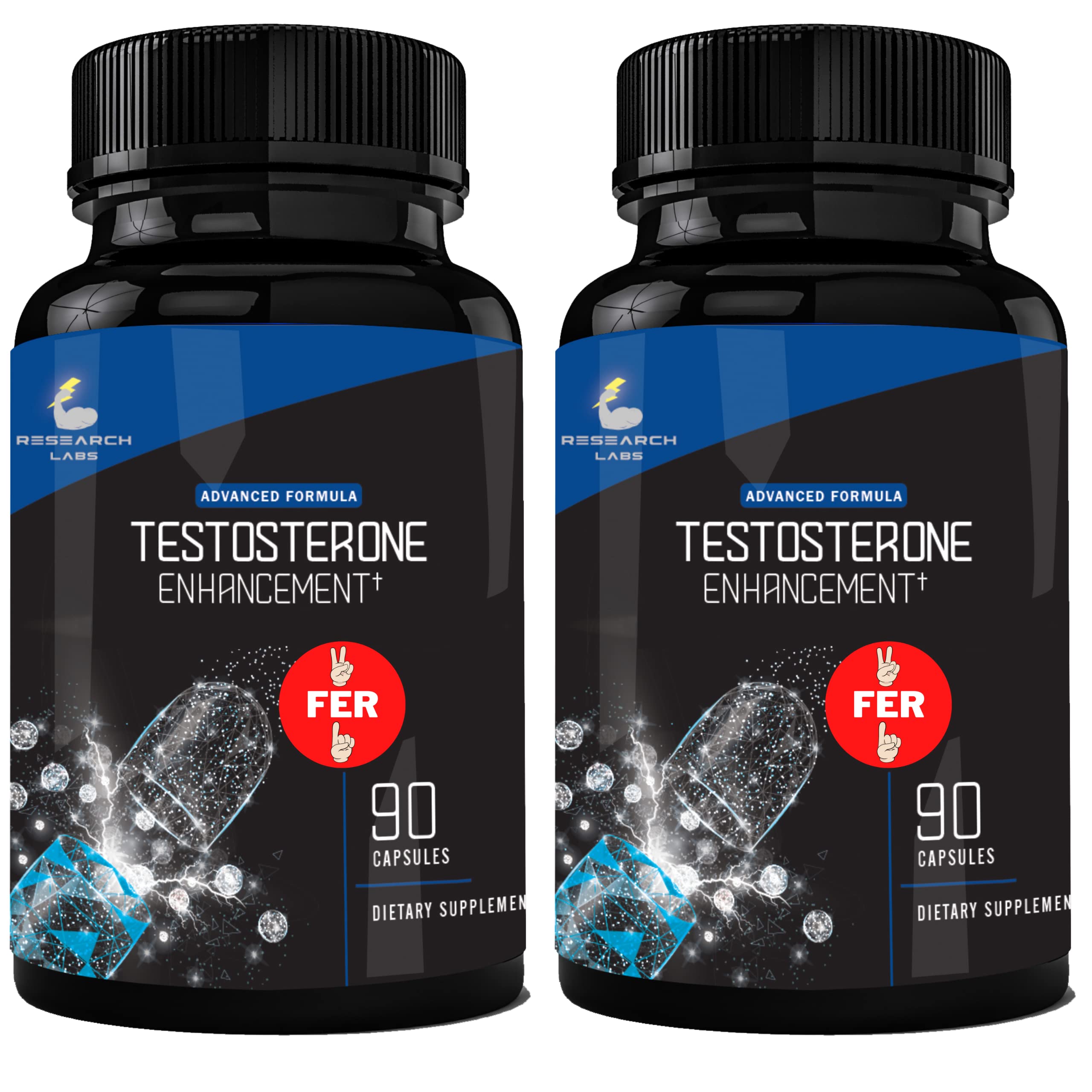 Research Labs test booster 180ct bottle front highlights lean muscle support and energy