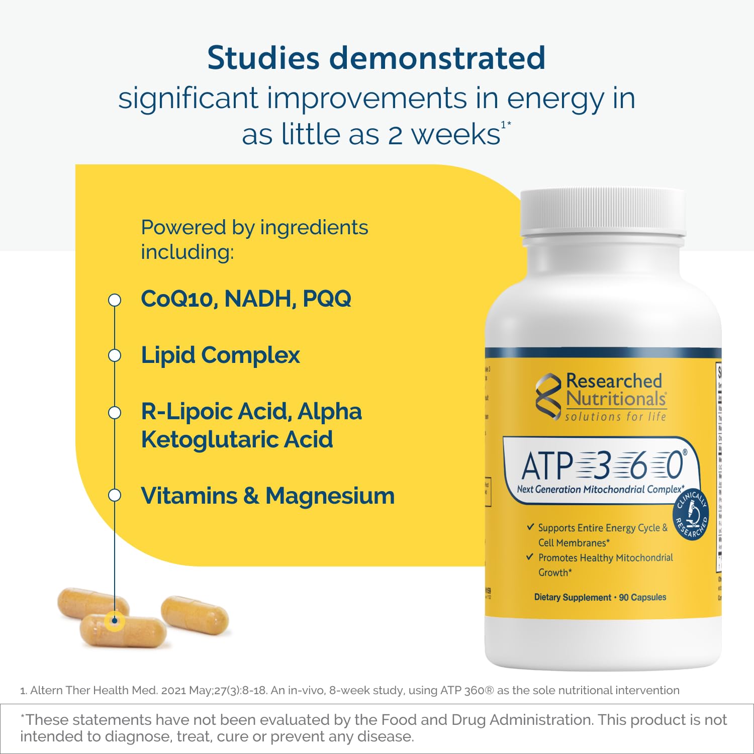 Researched Nutritionals ATP 360 R-Lipoic acid adds antioxidant support