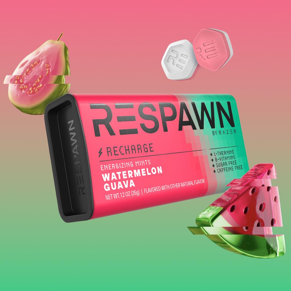 RESPAWN by Razer Watermelon Guava mints pack back highlighting eight individually wrapped portions