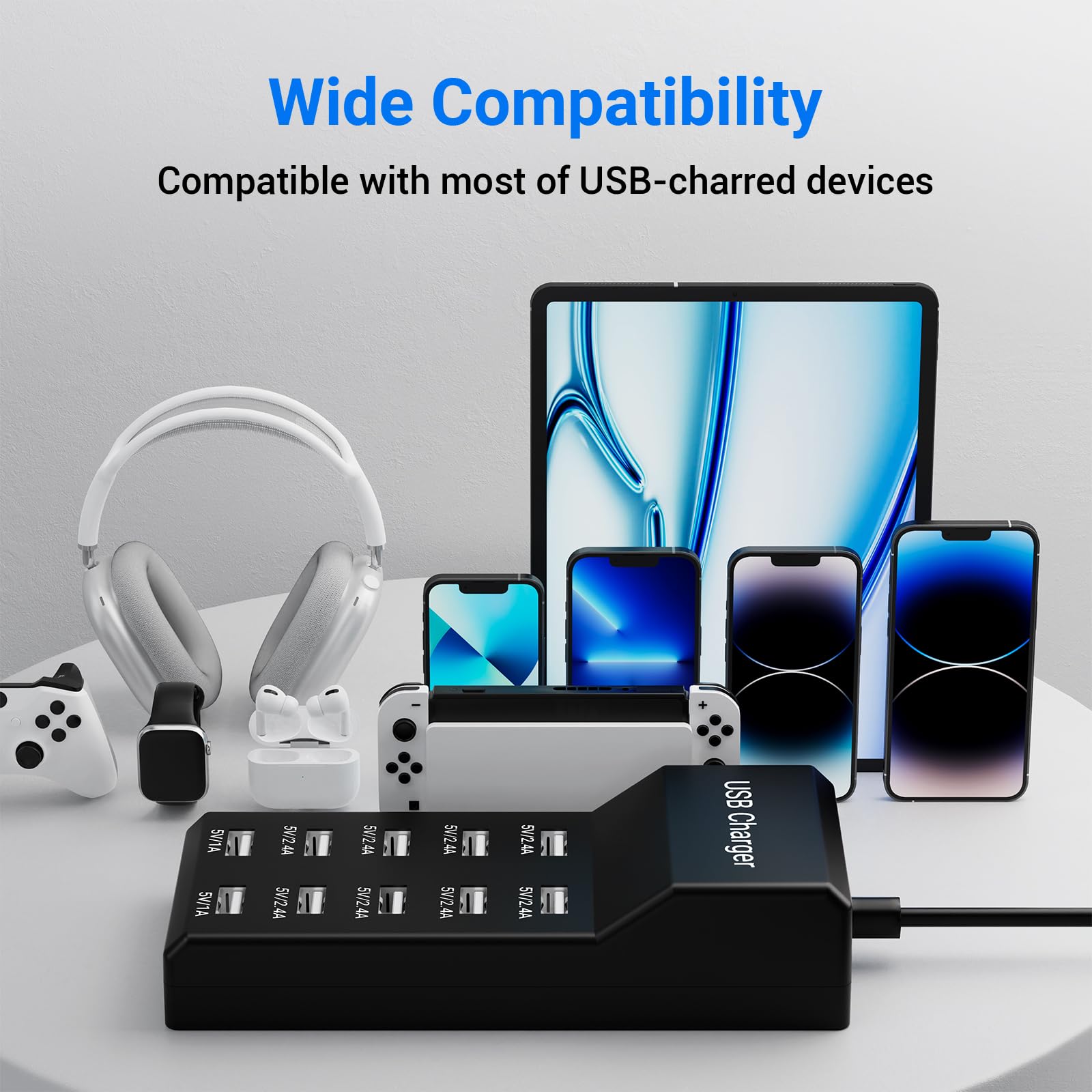 Resypey 10-Port USB Charger Station UL certified safety for devices