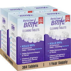 Retainer Brite 384 tablets packaging for a year-long supply