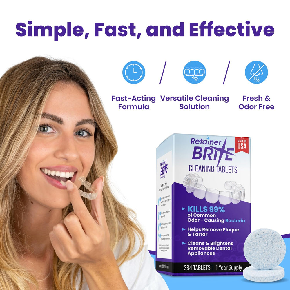 Closeup of Retainer Brite tablet texture for cleaning power