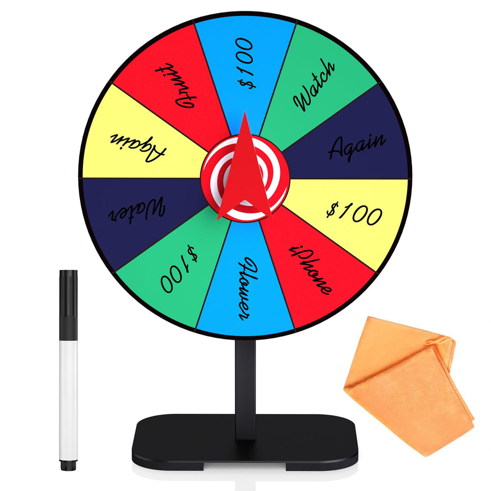 Retbtnm prize wheel spinner with stand engages audiences at home parties and trade shows.